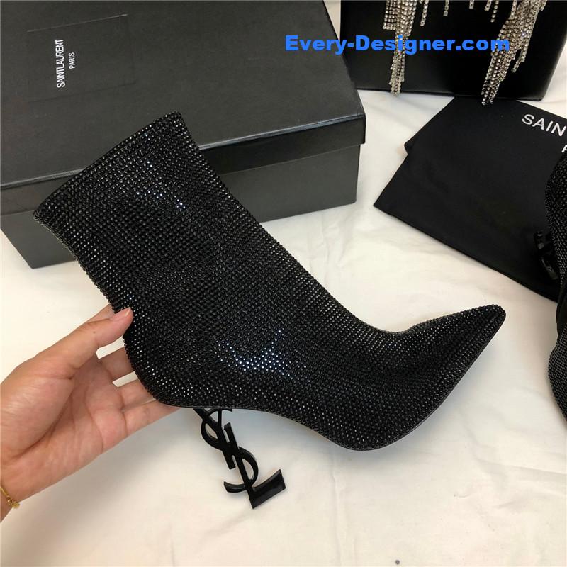 Sa1nt Lau*nt opyum crystal-embellished ankle boots