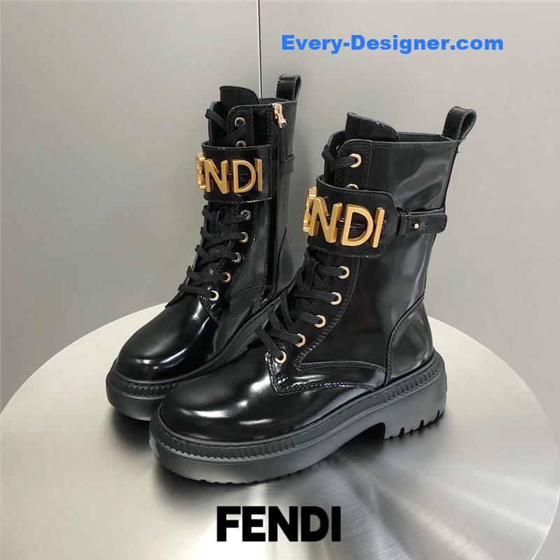 F**di metal logo martin boots short boots