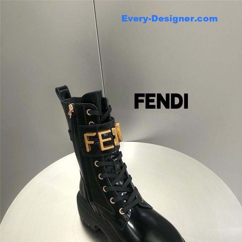 F**di metal logo martin boots short boots