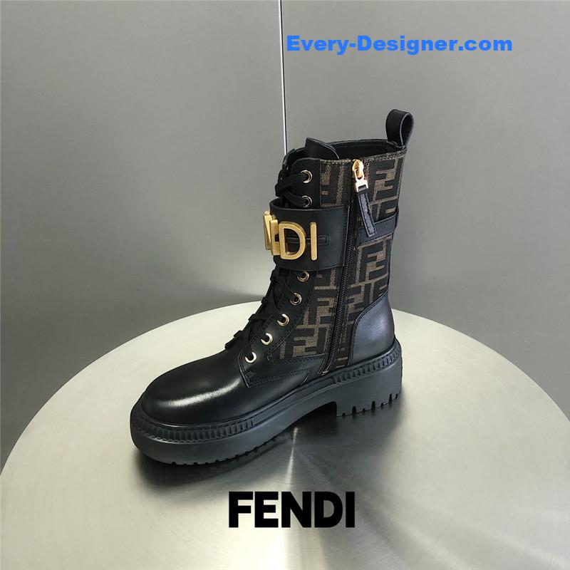 F**di metal logo martin boots short boots