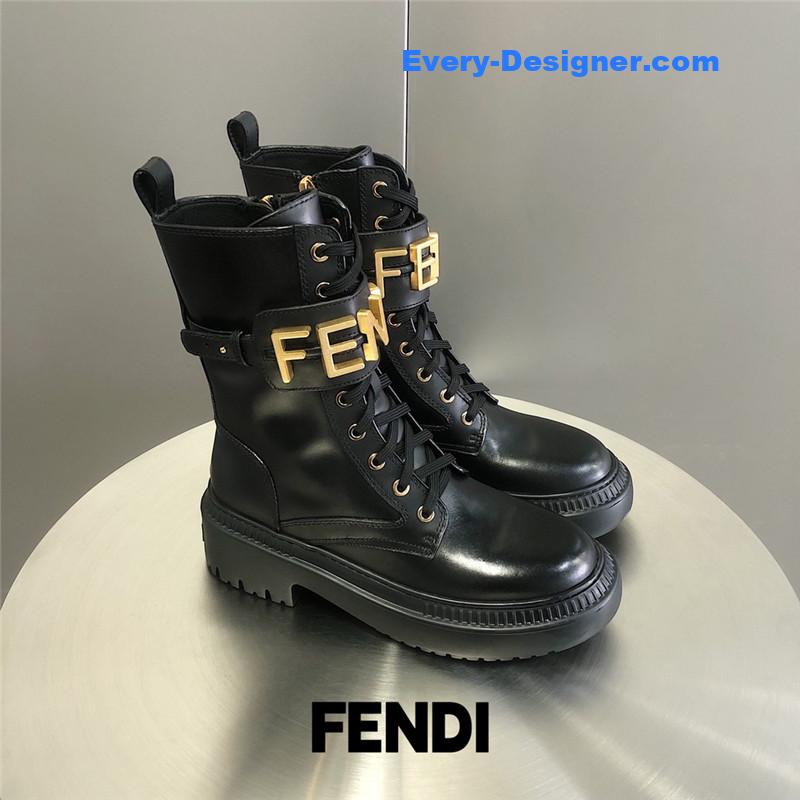 F**di metal logo martin boots short boots