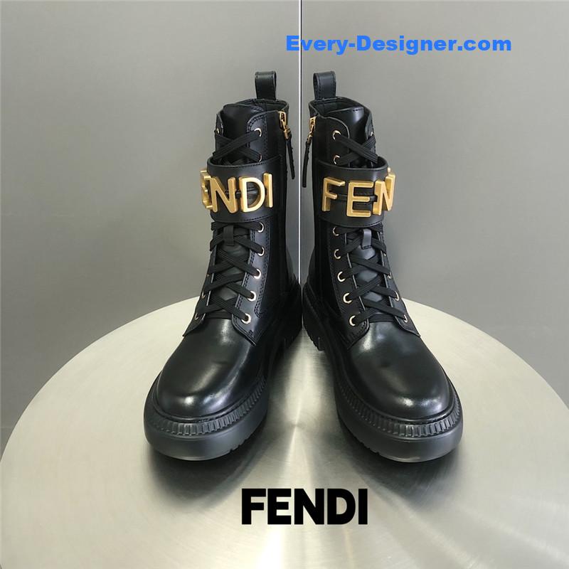 F**di metal logo martin boots short boots
