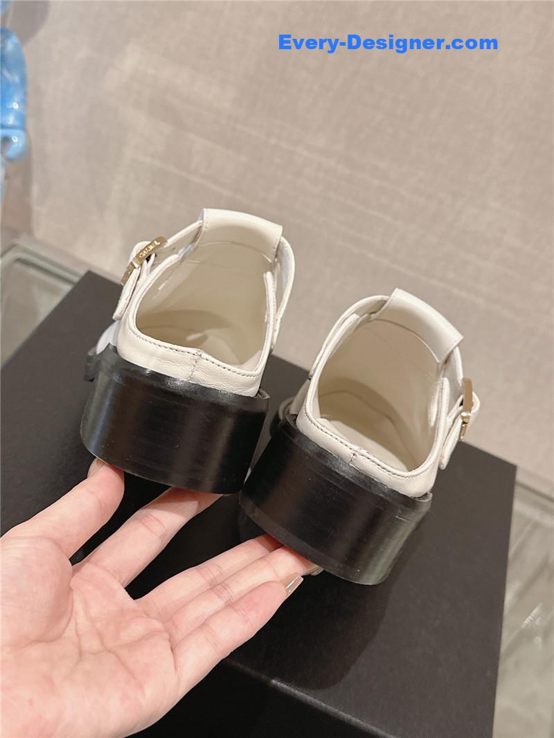 CC half slippers thick heel toe mules