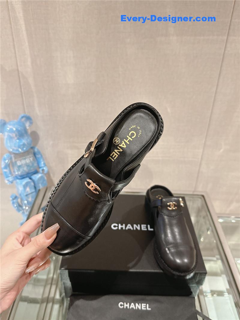 CC half slippers thick heel toe mules