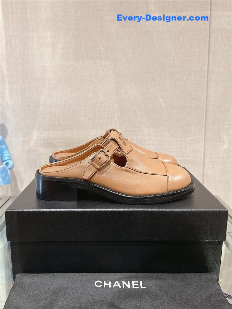 CC half slippers thick heel toe mules