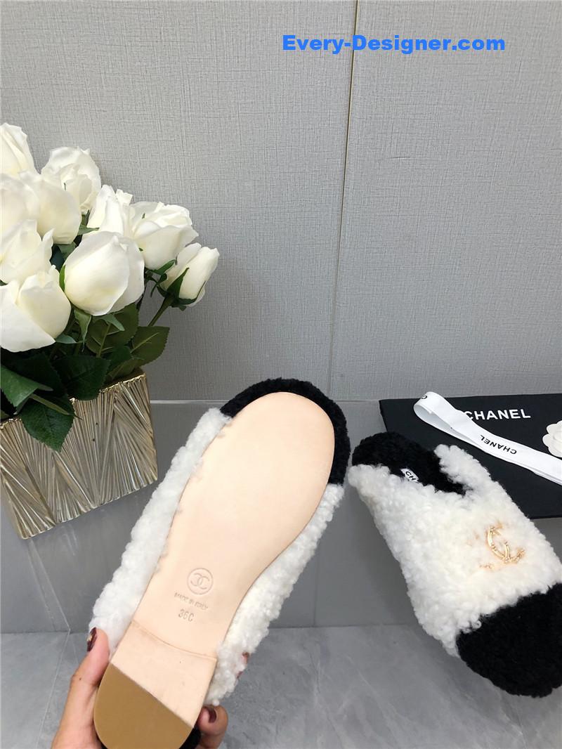 CC furry slippers