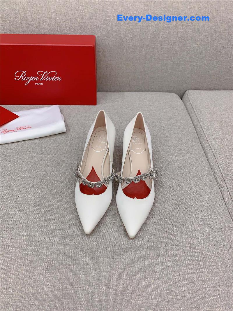 Roger vivor new Bouquet flower rhinestone cat heel high heels