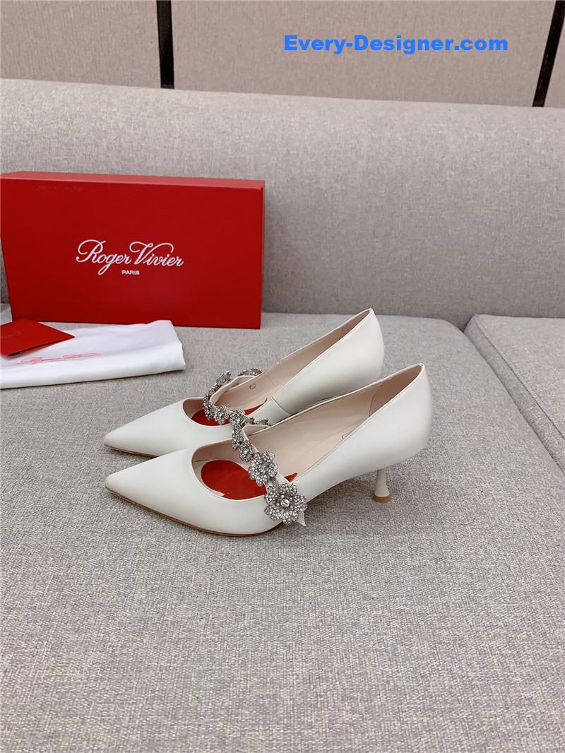 Roger vivor new Bouquet flower rhinestone cat heel high heels