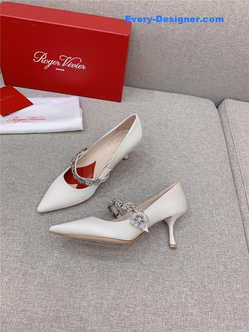 Roger vivor new Bouquet flower rhinestone cat heel high heels