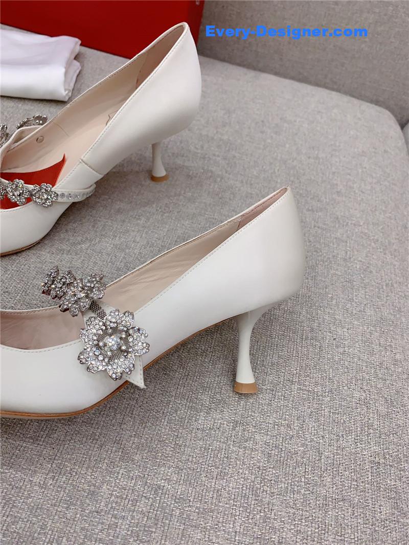 Roger vivor new Bouquet flower rhinestone cat heel high heels
