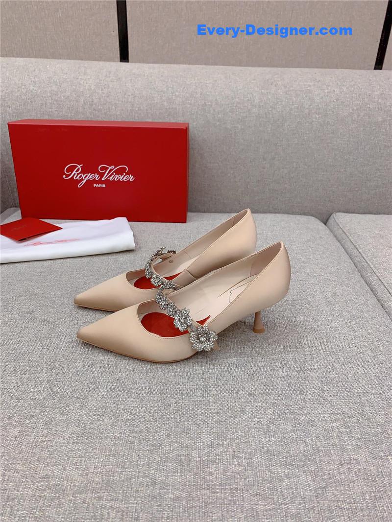 Roger vivor new Bouquet flower rhinestone cat heel high heels