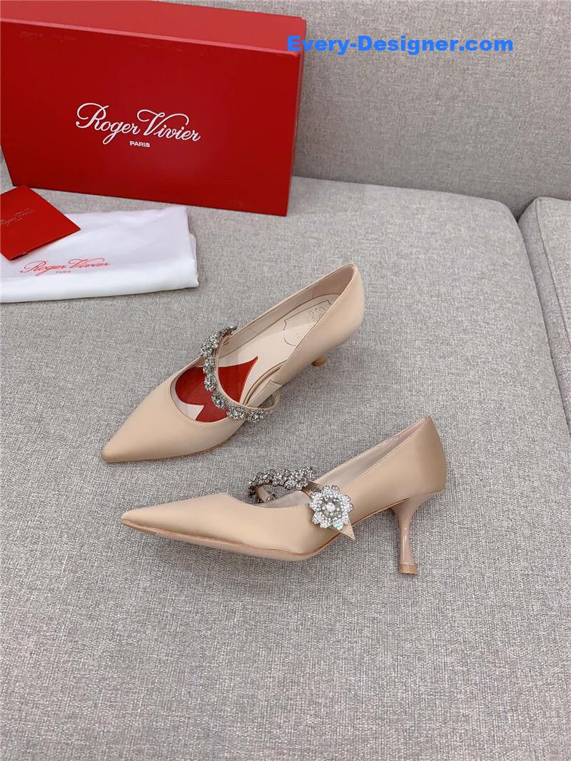 Roger vivor new Bouquet flower rhinestone cat heel high heels