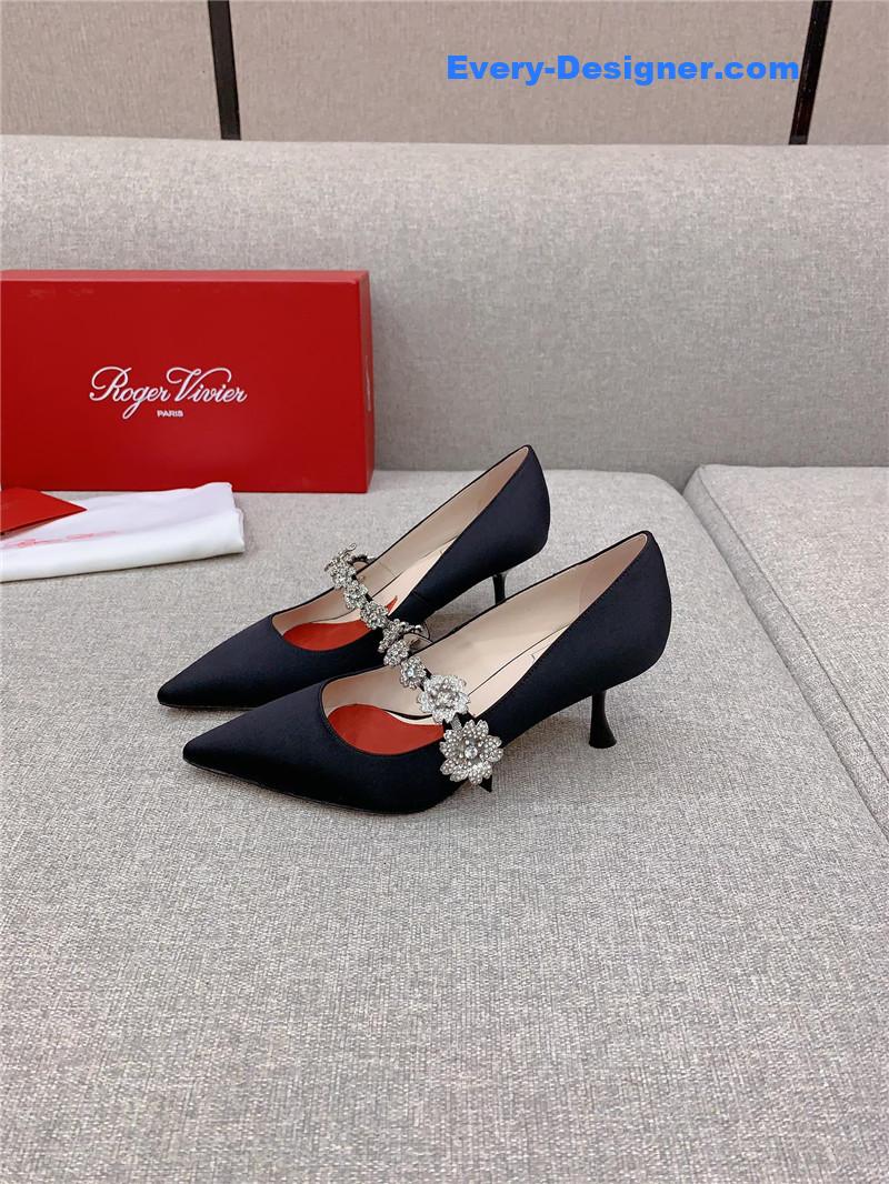 Roger vivor new Bouquet flower rhinestone cat heel high heels