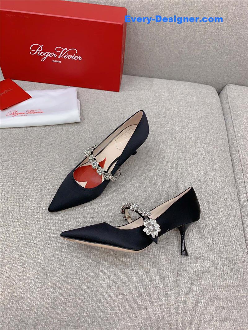 Roger vivor new Bouquet flower rhinestone cat heel high heels