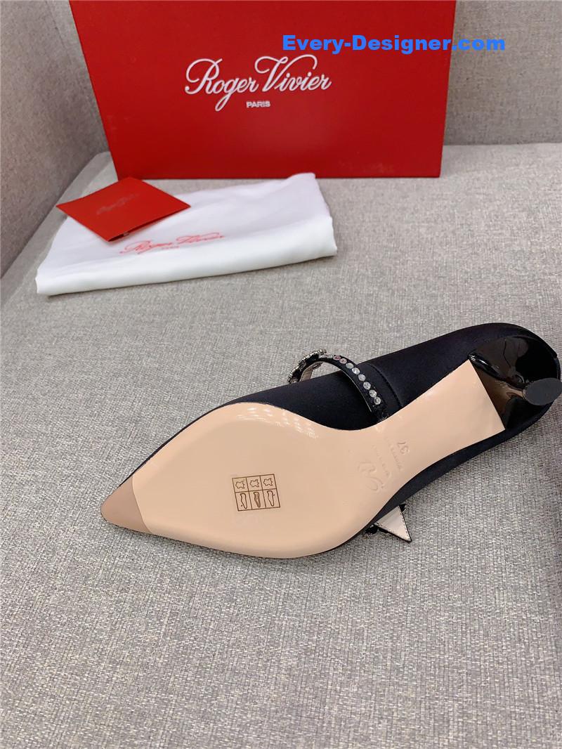 Roger vivor new Bouquet flower rhinestone cat heel high heels