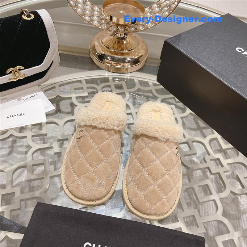 CC classic color block fur flip flops