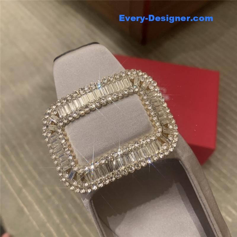 Roger vivor square buckle rhinestone high heel shoes
