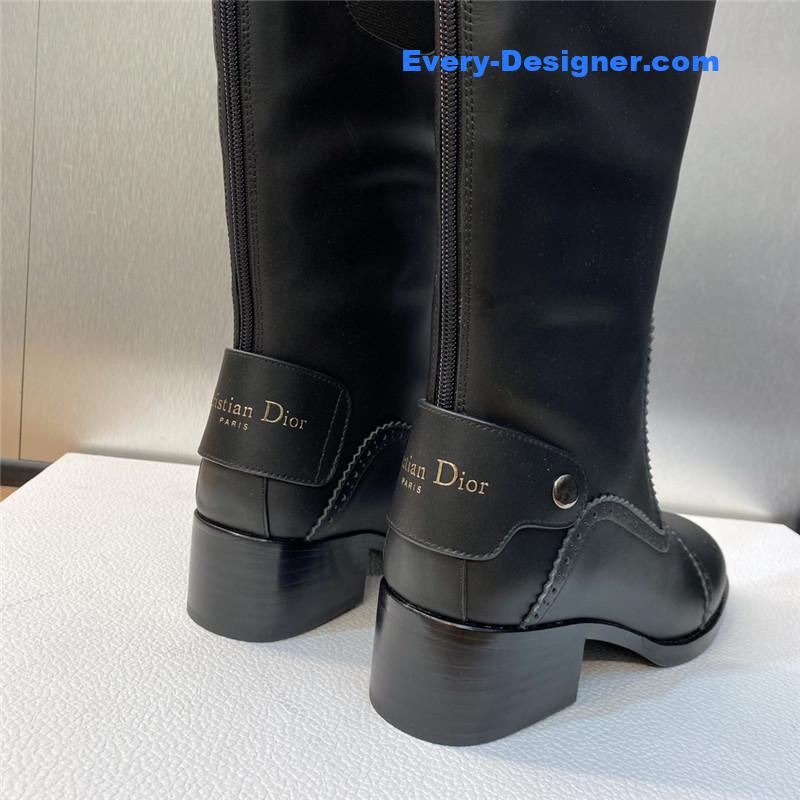 D10r thick heel round toe slip-on belt buckle knight boots