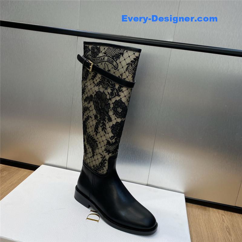 D10r low heel round toe side zipper belt buckle knight boots