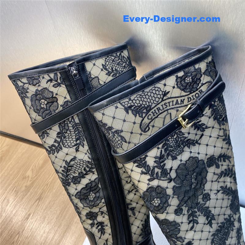 D10r low heel round toe side zipper belt buckle knight boots