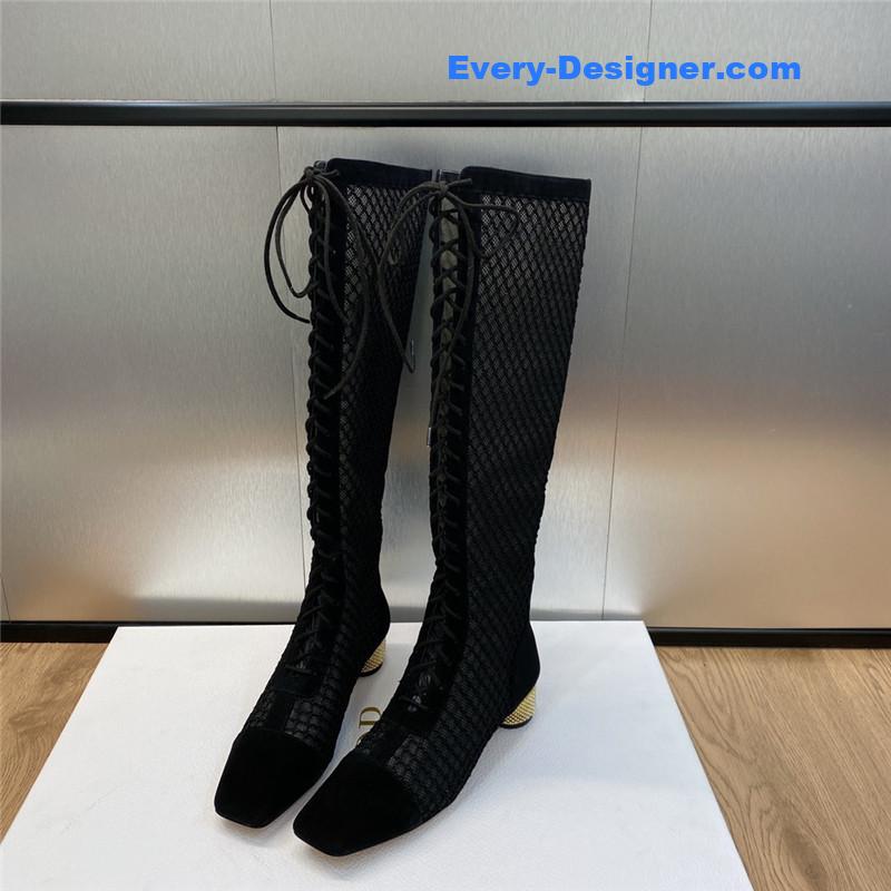 D10r metallic pearl heel knight boots for women