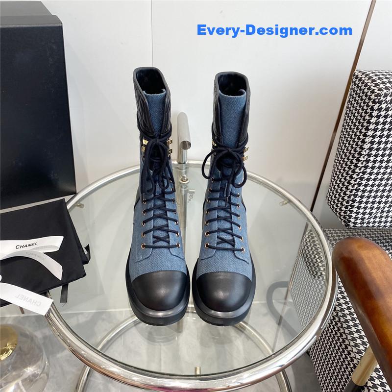 Chanel lace up martin boots
