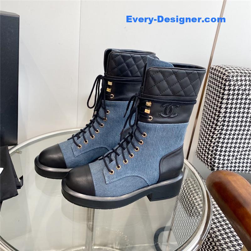 Chanel lace up martin boots