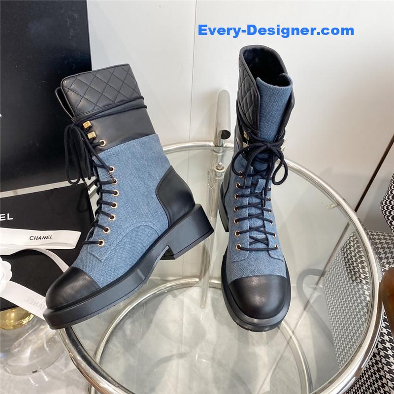Chanel lace up martin boots
