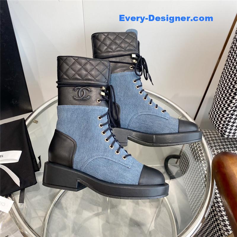 Chanel lace up martin boots