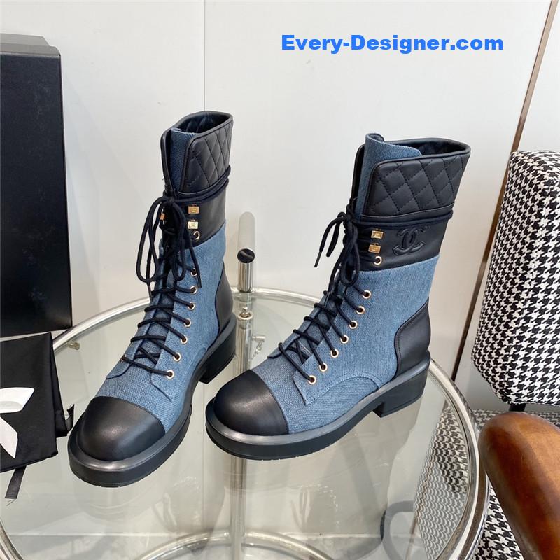 Chanel lace up martin boots
