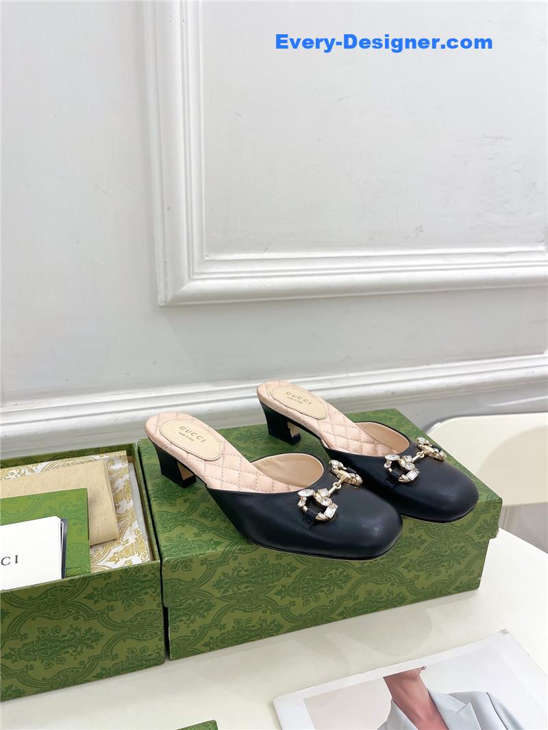 Gucci new crystal horsebit mules
