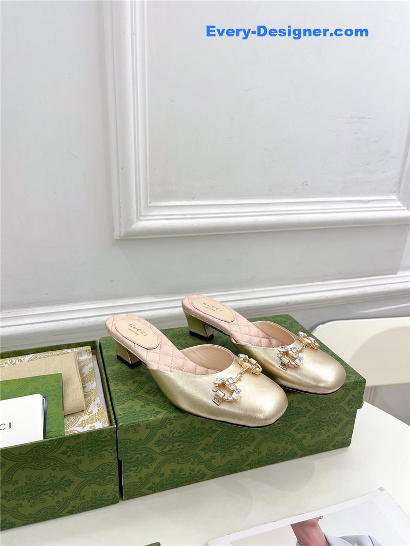 Gucci new crystal horsebit mules