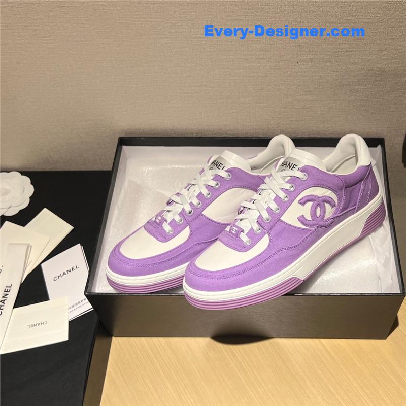 Chanel Coco Mark Canvas Leather Sneakers