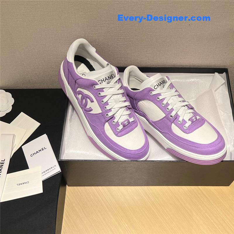 Ch**el coco mark canvas leather sneakers