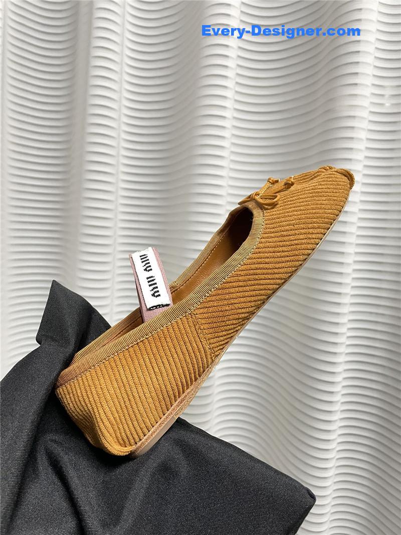 miumiu women’s bow embellished original fabric ballet flats