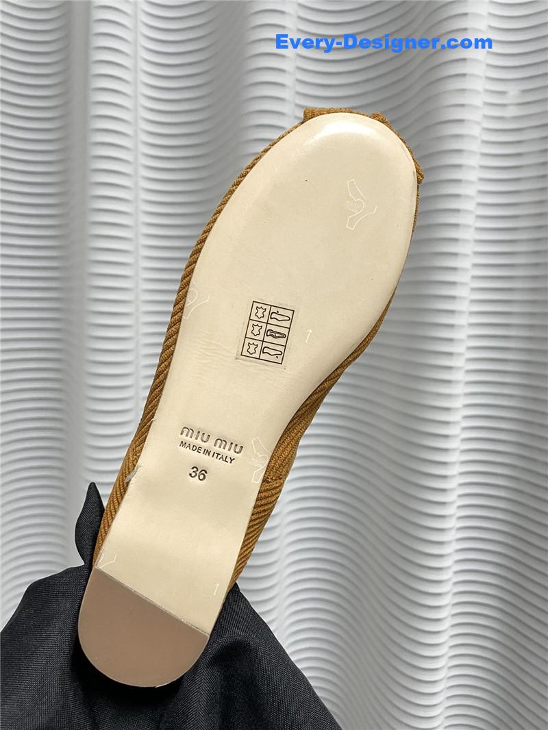 miumiu women’s bow embellished original fabric ballet flats