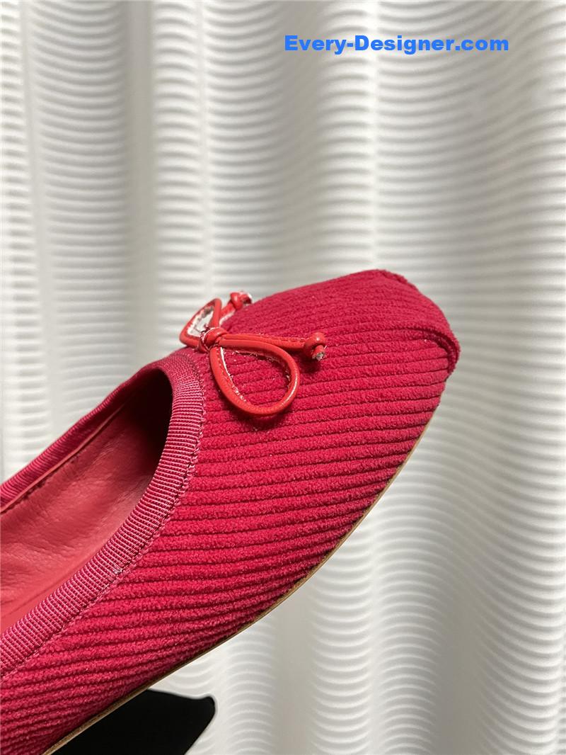 miumiu women’s bow embellished original fabric ballet flats