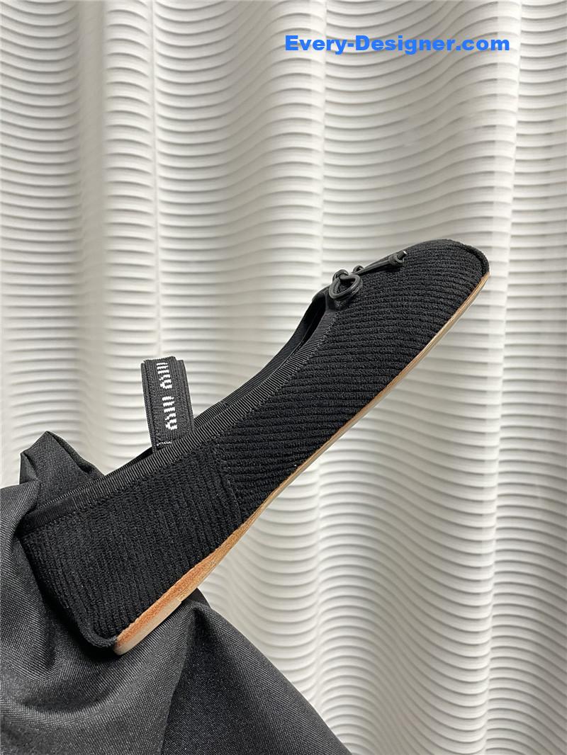 miumiu women’s bow embellished original fabric ballet flats