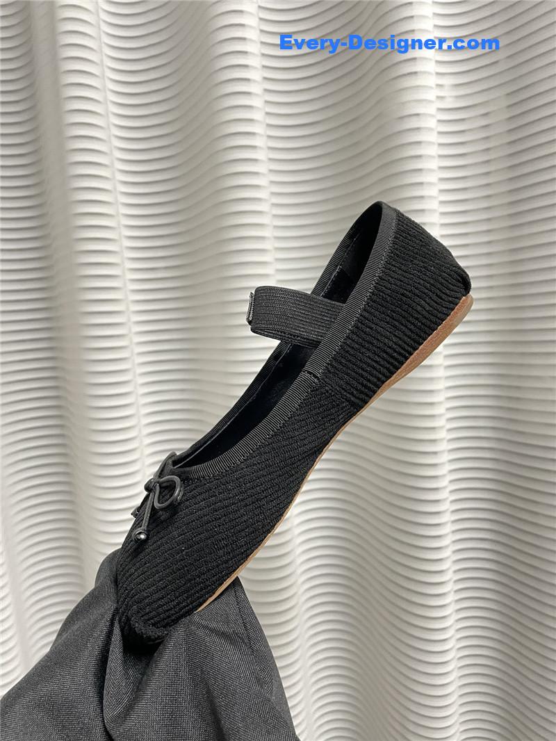 miumiu women’s bow embellished original fabric ballet flats