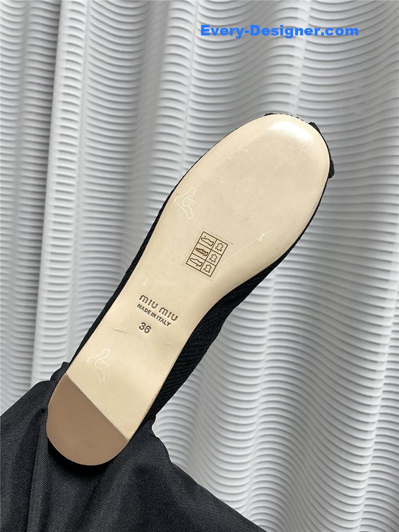 miumiu women’s bow embellished original fabric ballet flats