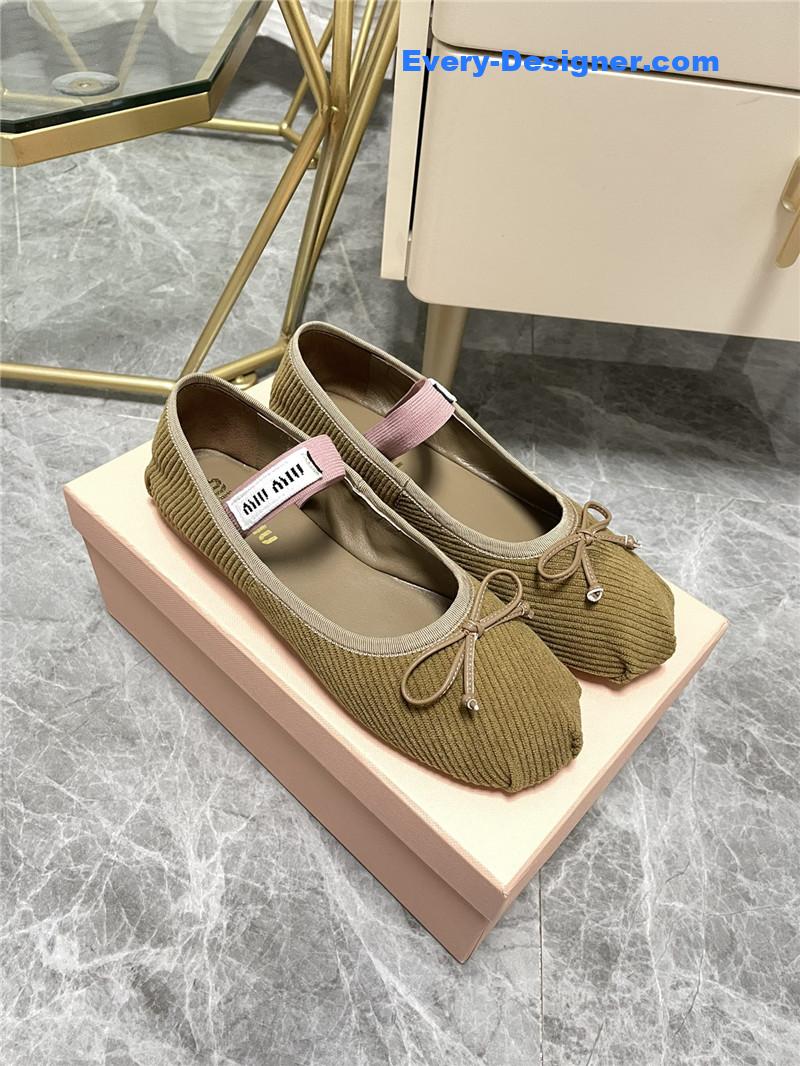 miumiu women’s bow embellished original fabric ballet flats