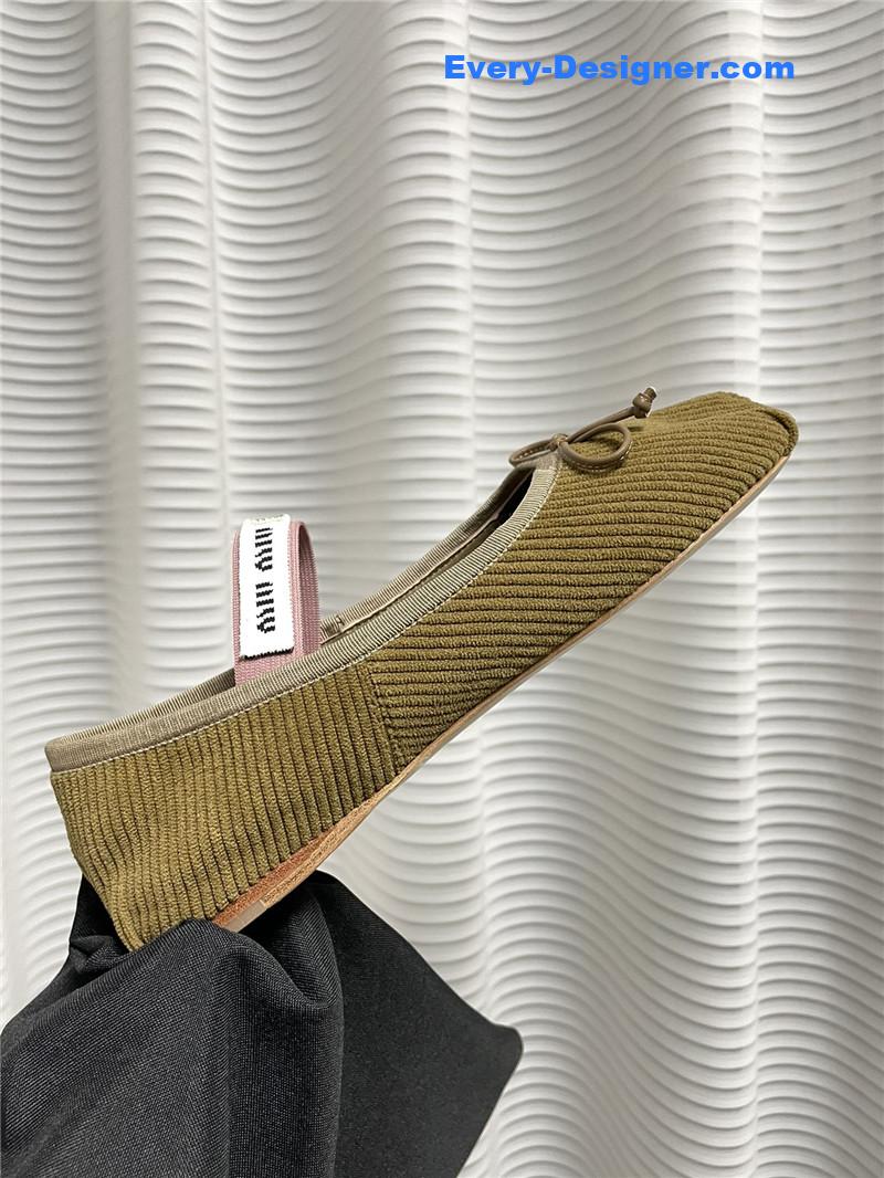 miumiu women’s bow embellished original fabric ballet flats