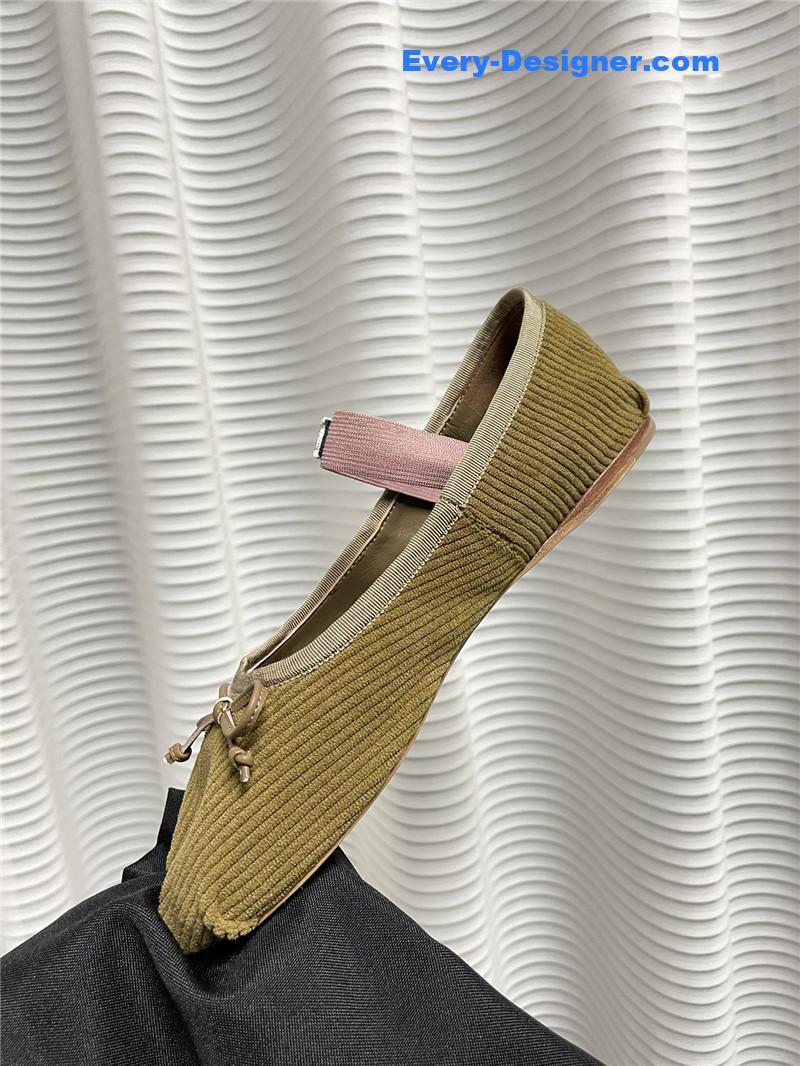 miumiu women’s bow embellished original fabric ballet flats