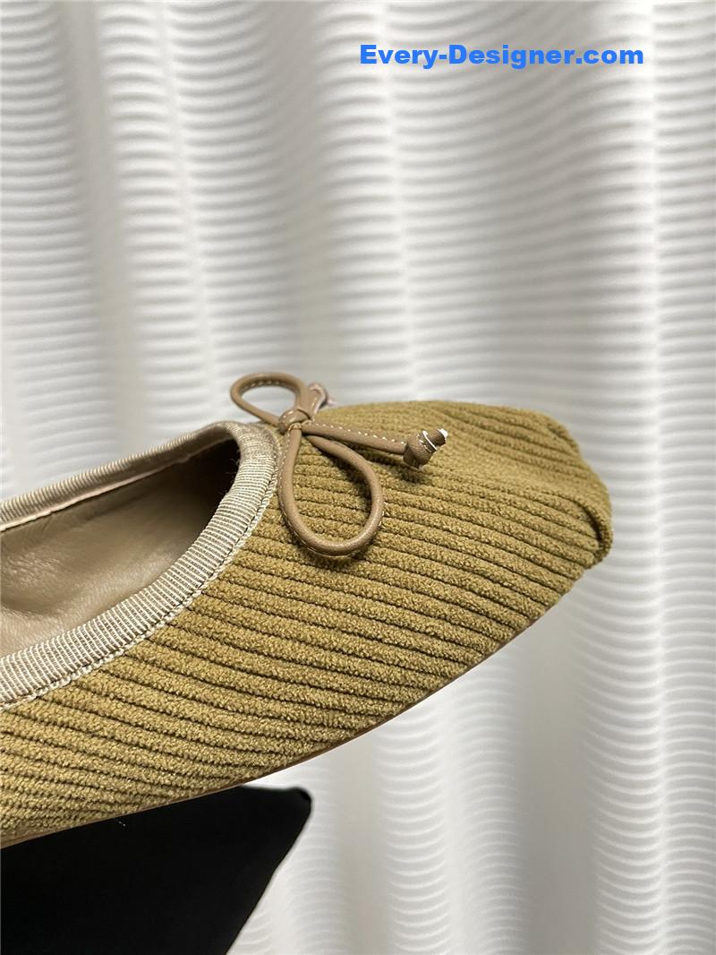 miumiu women’s bow embellished original fabric ballet flats