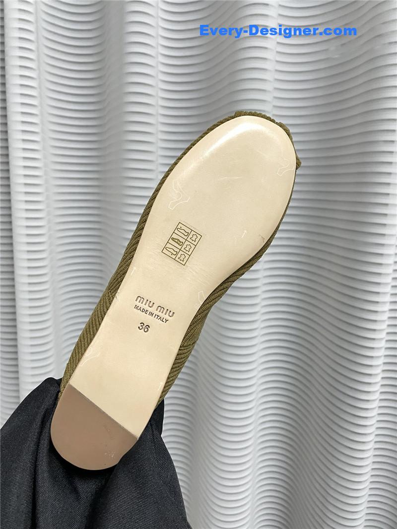 miumiu women’s bow embellished original fabric ballet flats