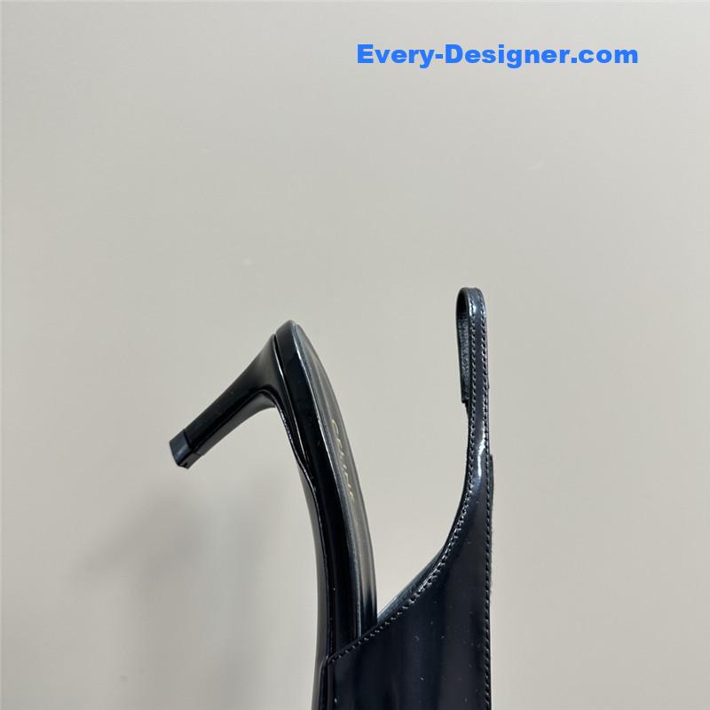 celine black silver pointy kitten heel sandals