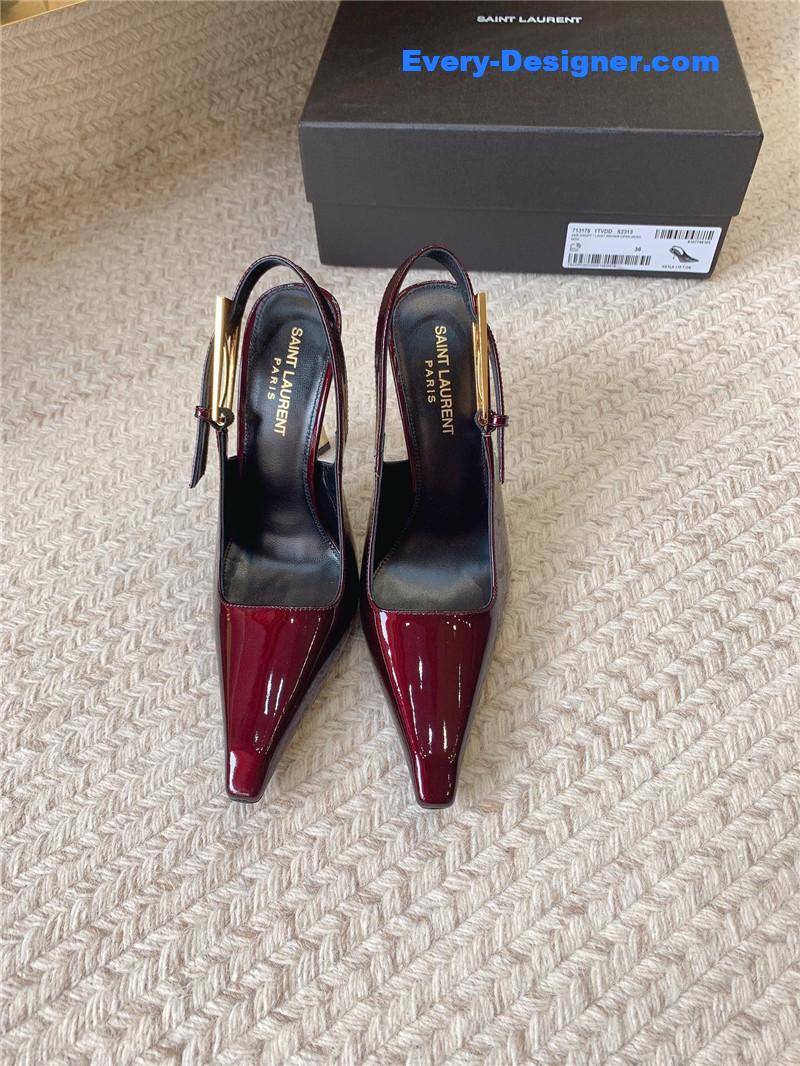 YSL catwalk style small square toe high heel sandals