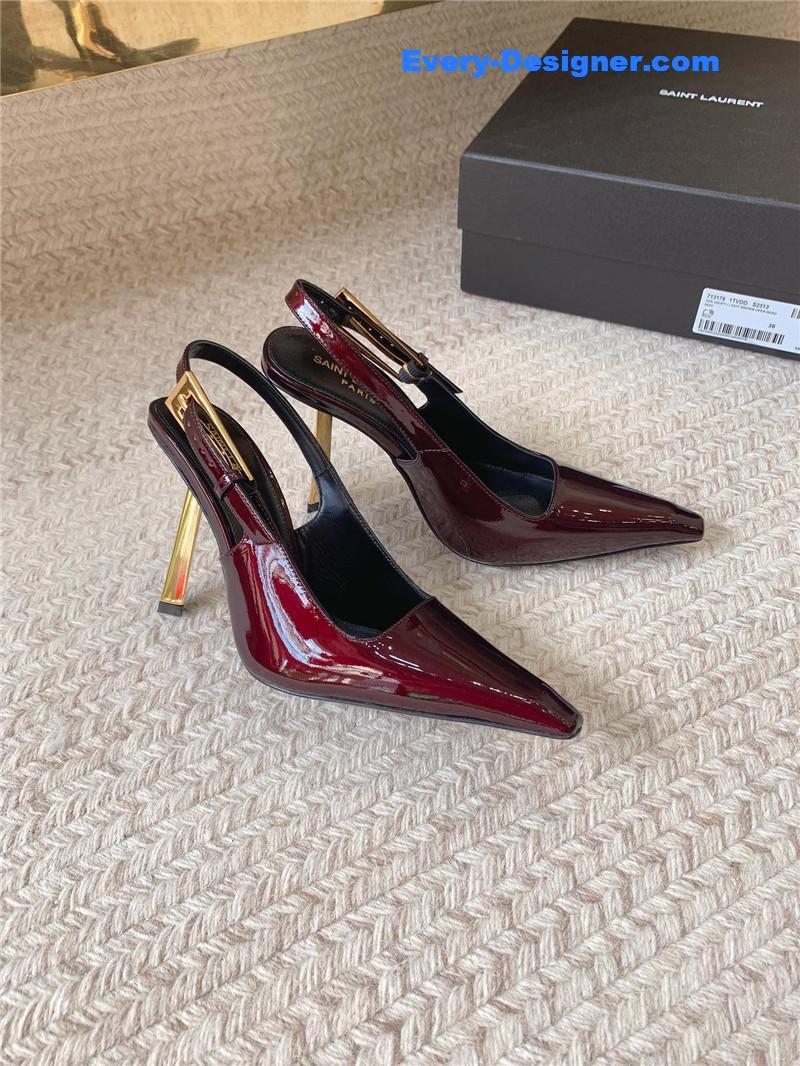 YSL catwalk style small square toe high heel sandals