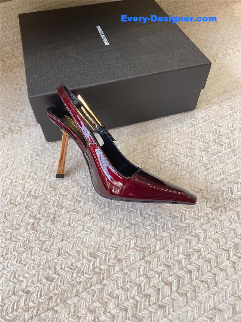 YSL catwalk style small square toe high heel sandals