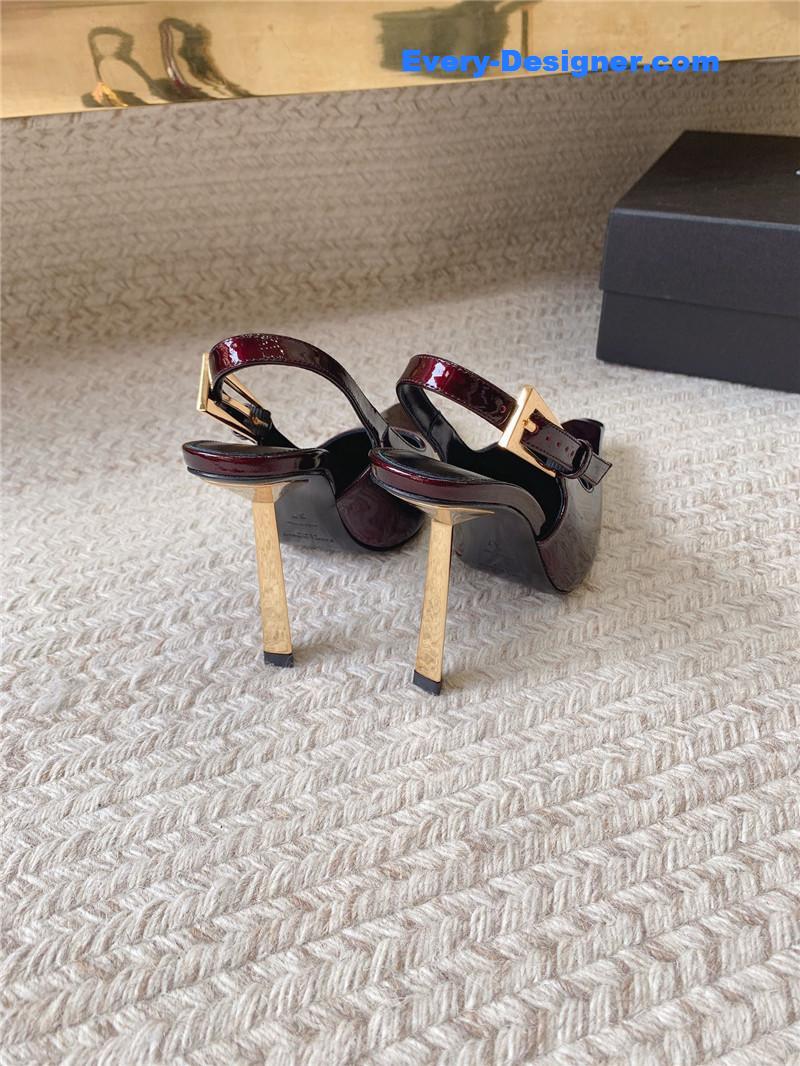 YSL catwalk style small square toe high heel sandals